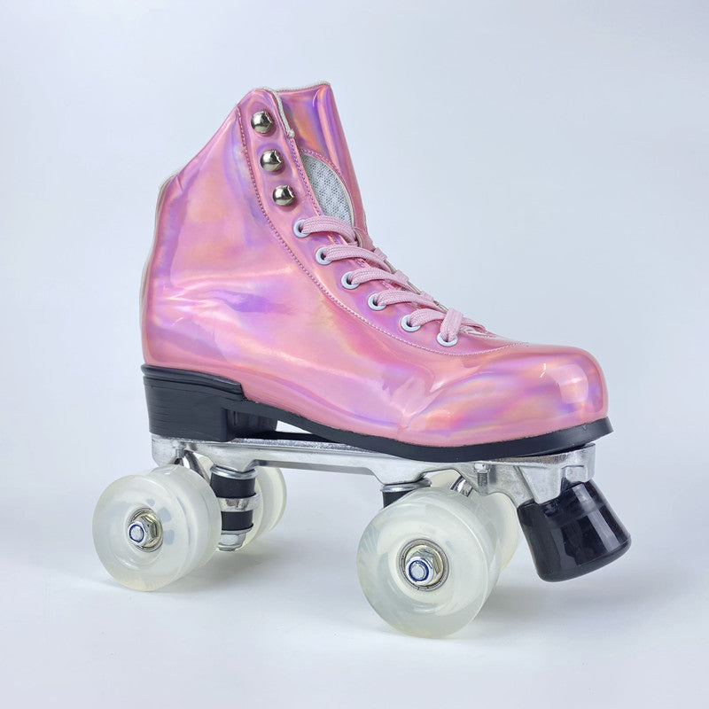 Woman Flashing Roller Quad Skate Roller Skates