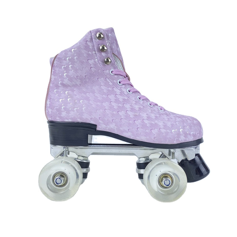 Woman Flashing Roller Quad Skate Roller Skates