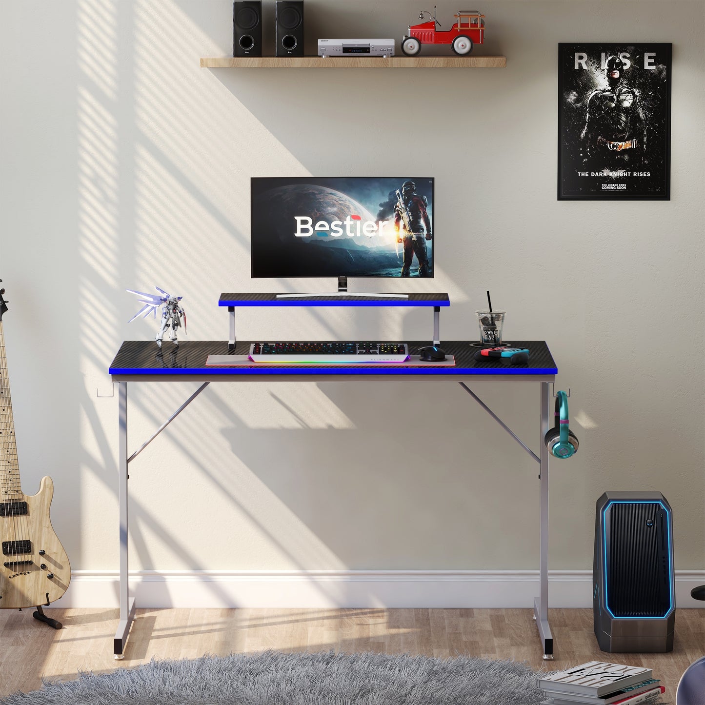 44" Gaming Desk With PC Stand