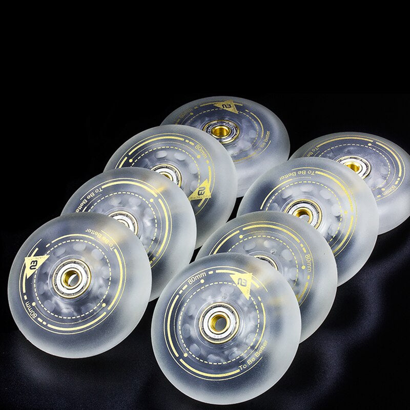 Free Shipping Roller Skate Wheel Inline Wheel Anti-Friction 90A Braking Wheel Fsk Transparent Material