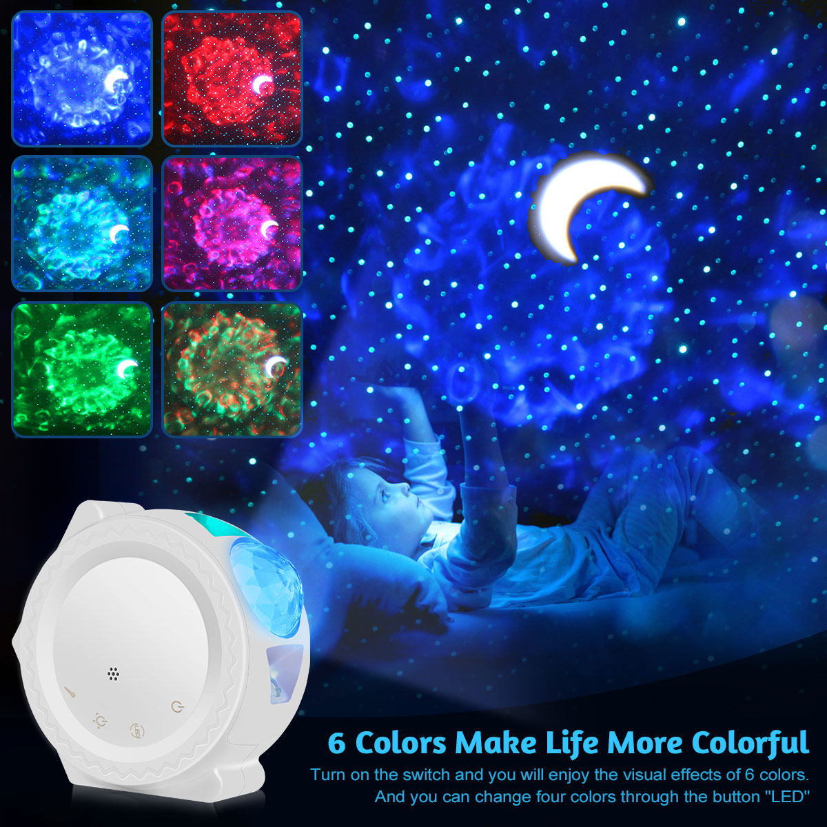 6 Colors LED Light Starry Sky Projector
