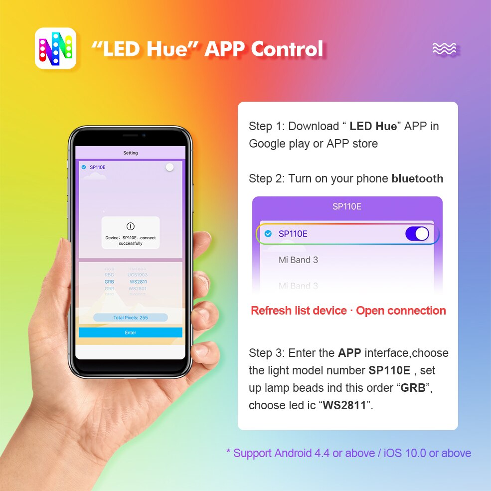 Bluetooth WS2811 Addressable RGB Strip Led Lights
