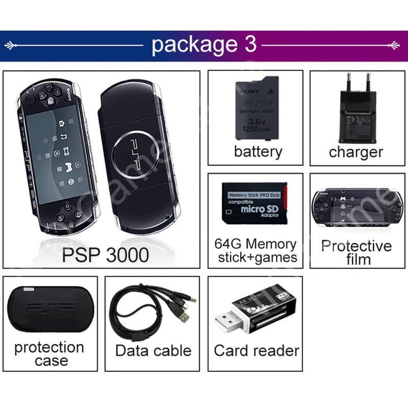 Original Sony Psp3000 Game Console PSP Handheld Gba Game Doubles Handheld Arcade Game Console FC
