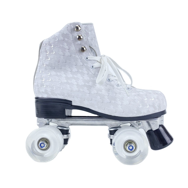 Woman Flashing Roller Quad Skate Roller Skates
