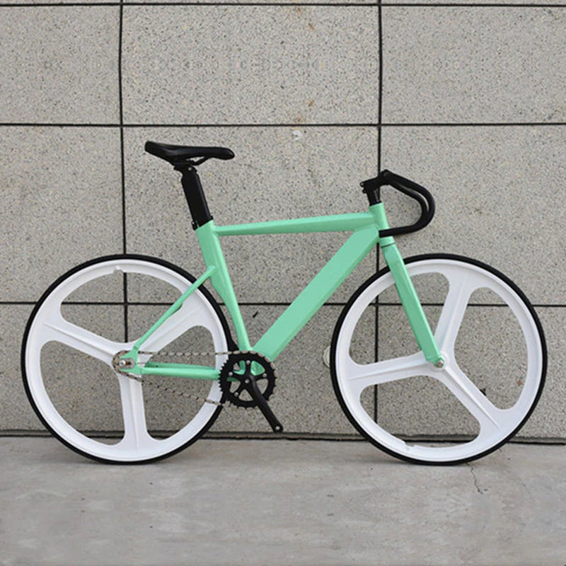 Fixed Gear Bike 700C Muscular Aluminum Alloy Frame 48Cm 52Cm 56Cm Track Fixie Bicycle with Double 3 Spokes Wheel and V Brakes