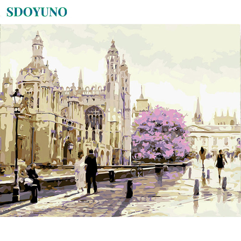 SDOYUNO pictures by numbers Landscape on canvas acrylic Painting By Numbers DIY 60x75cm Frame Digital Painting Draw Number