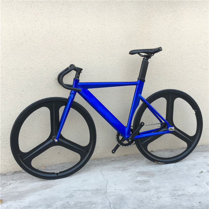 Fixed Gear Bike 700C Muscular Aluminum Alloy Frame 48Cm 52Cm 56Cm Track Fixie Bicycle with Double 3 Spokes Wheel and V Brakes