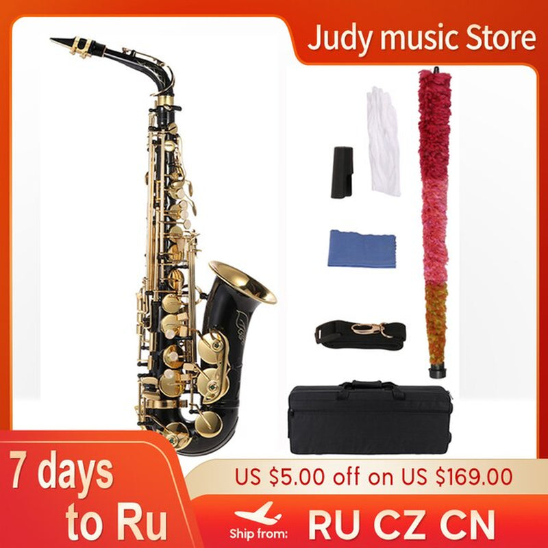 Ammoon Eb Alto Saxophone Brass Lacquered Gold E Flat Sax 82Z Key Type Woodwind Instrument High Quality in Stock with Accessories