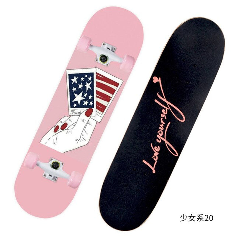 2021 New Pink Series Hot 79*21CM Skateboard Double Vertical Four Wheel Skateboard Skateboard Bamboo Enny Board Long Board Deck