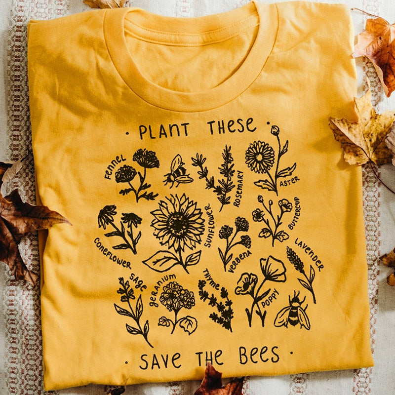Wild flower graphic T-shirts Women