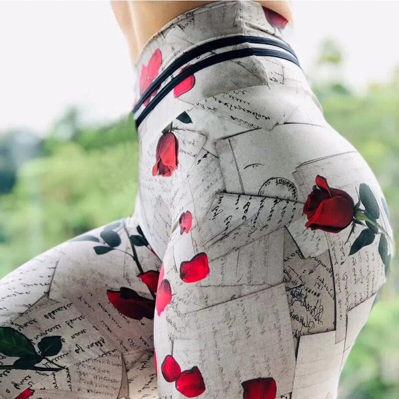 High Waist Designer Crochet Knit Print Push Up Leggings