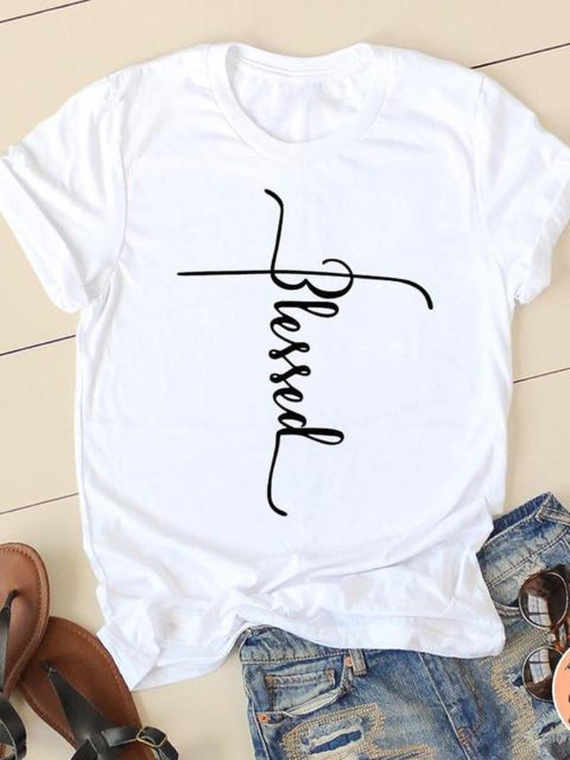 Clothing Summer Letter Printing 2022 Short Sleeve Ladies Casual Women Fashion Graphic Tee T-Shirts Female T Shirt Clothes