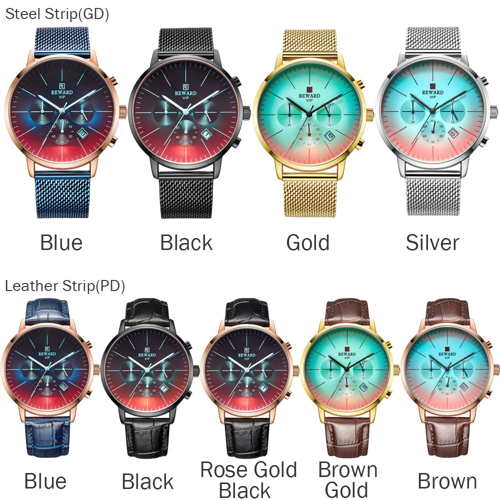 Color Bright Glass Watch Men Top Luxury Brand Chronograph