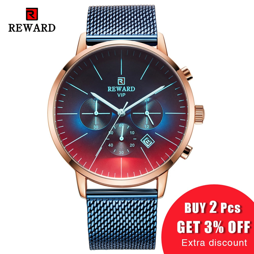 Color Bright Glass Watch Men Top Luxury Brand Chronograph