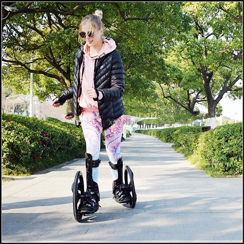 Outdoor Sport Street Slip Rubber Roller Skate 16 Inch 2 Big Wheels Inline Skating Shoes Size 34-43Cm Freeline Skateboard TF-02