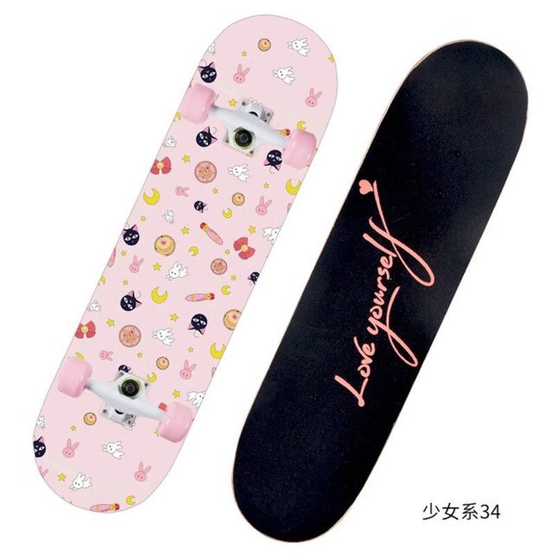 2021 New Pink Series Hot 79*21CM Skateboard Double Vertical Four Wheel Skateboard Skateboard Bamboo Enny Board Long Board Deck