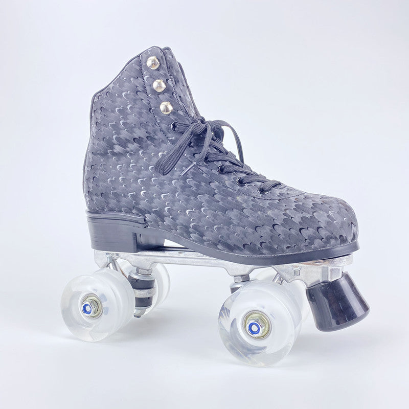 Woman Flashing Roller Quad Skate Roller Skates