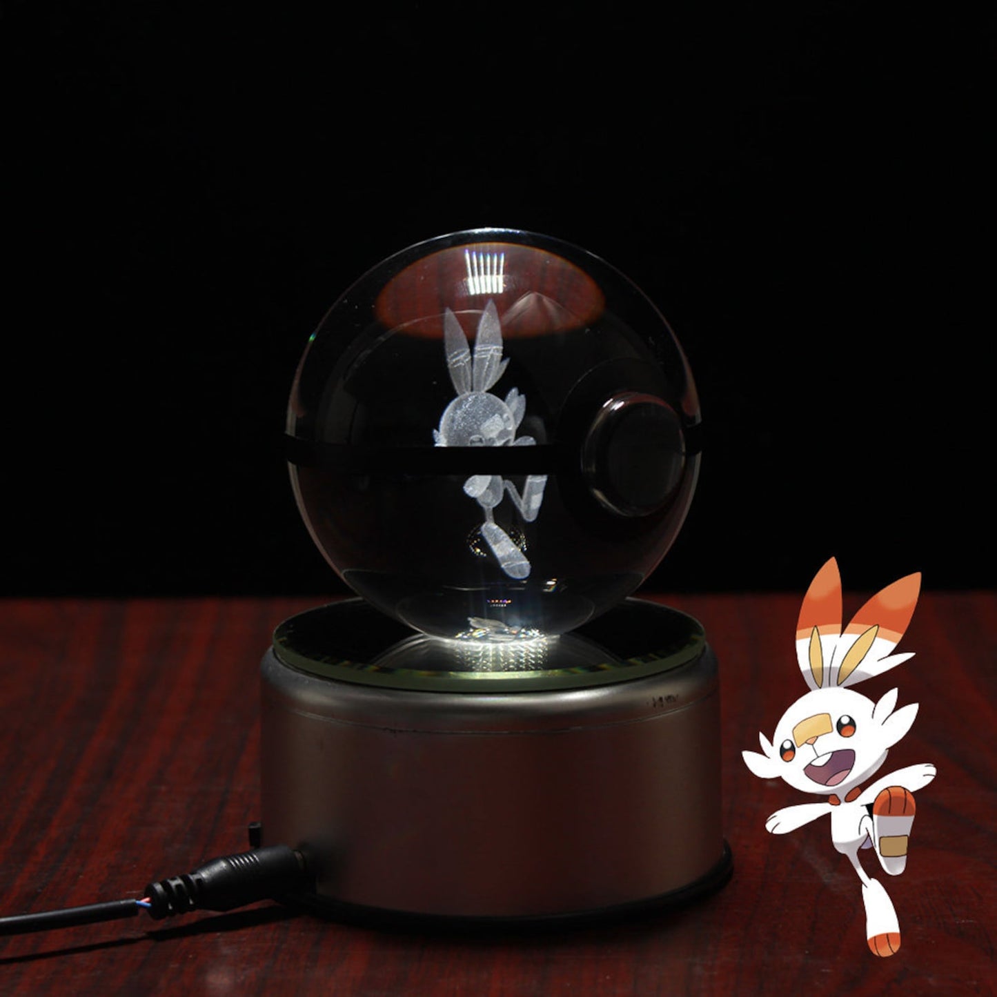 Popullar 80mm 3.15 inch Diameter Crystal Glass Poket Ball with Rotated LED Lamp Base