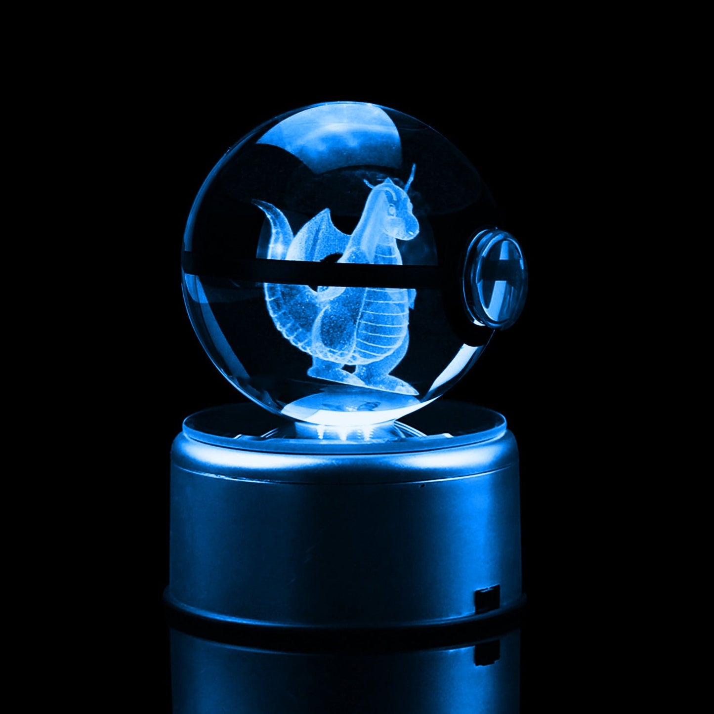 Popullar 80mm 3.15 inch Diameter Crystal Glass Poket Ball with Rotated LED Lamp Base
