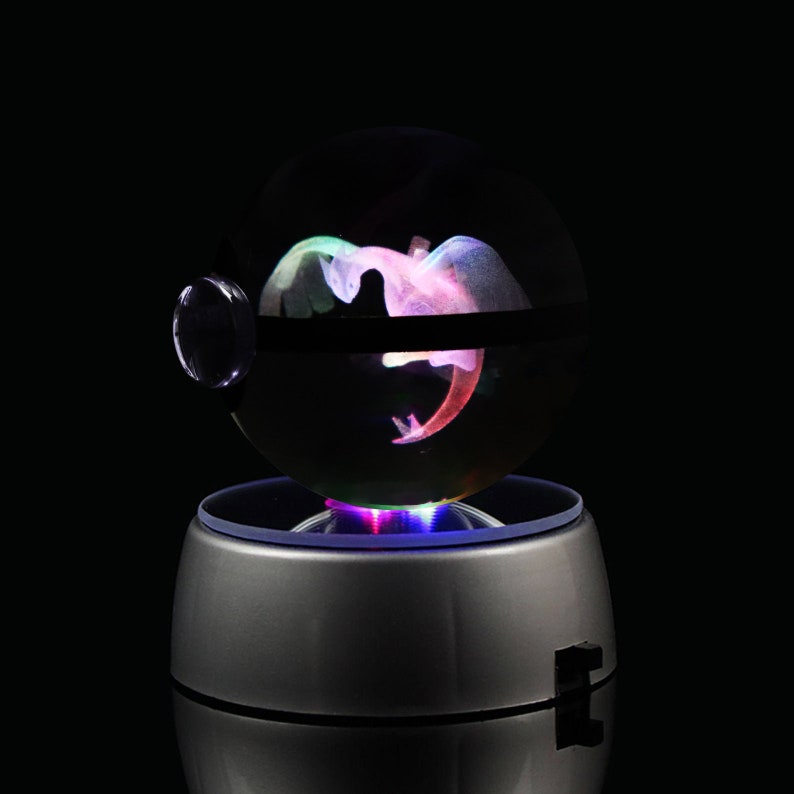 Popullar 80mm 3.15 inch Diameter Crystal Glass Poket Ball with Rotated LED Lamp Base