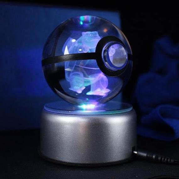 Popullar 80mm 3.15 inch Diameter Crystal Glass Poket Ball with Rotated LED Lamp Base