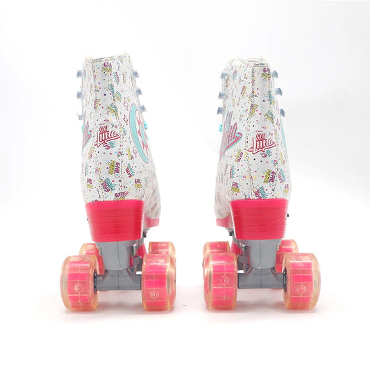 Girls Yijiu Girl Power Quad Roller Skates with Flashing PVC Wheels