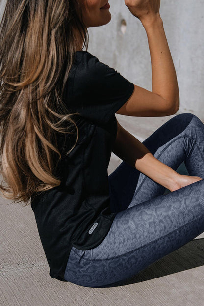 Black Leopard Wide Waistband Leggings