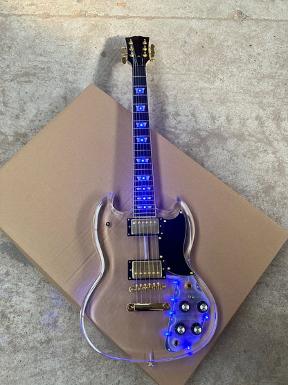 Acrylic Plexiglass Clear 6-string Electric Guitar Blue