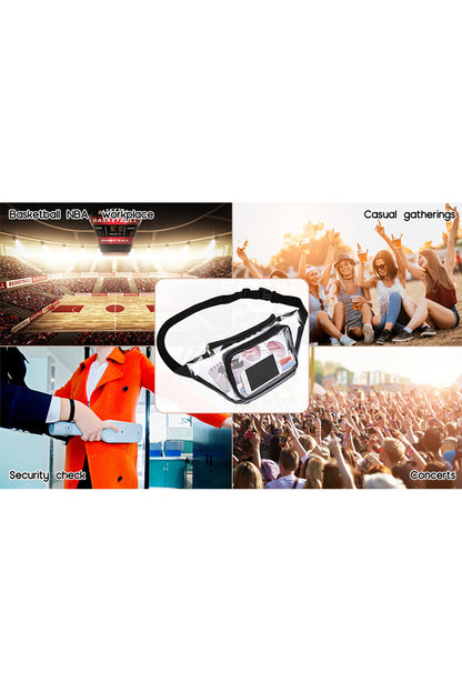 Black Adjustable Strap Clear PVC Waist Bag