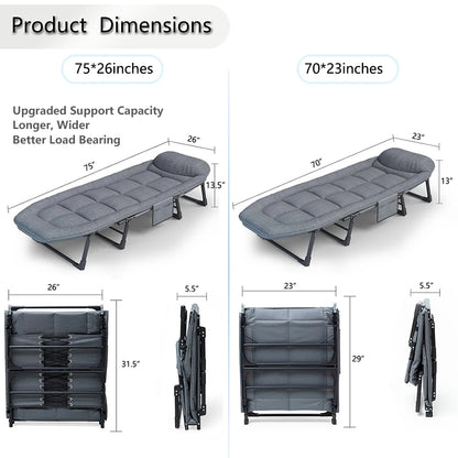 Portable & Foldable Sleeping Cots for Adults 6 Positions