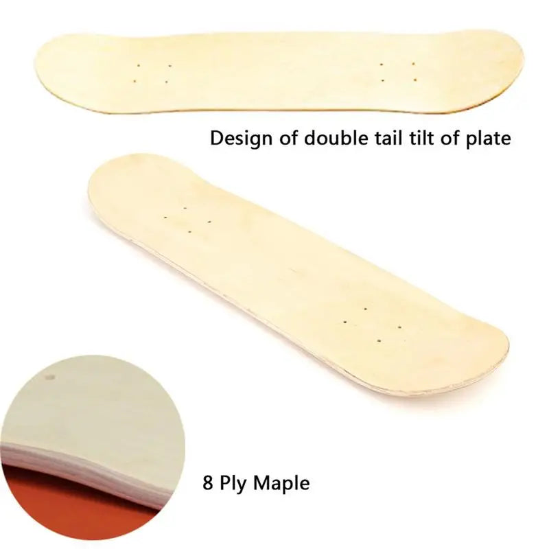 8" Blank Natural Skateboard Deck (8-Layer Maple Double Concave 79x19cm)