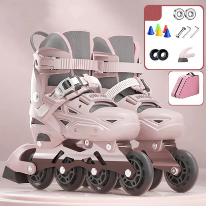 ABEC-7 Kids Inline Roller Skate Shoes Flashing 4 Wheels Skates Boys Girls Beginner Adult Outdoor Skating Sneaker Adjustable Size