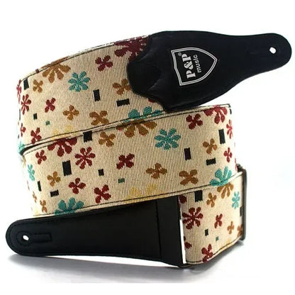 P&P Adjustable Embroidered Cotton Guitar Strap