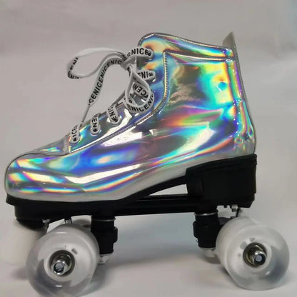 Retro PU Leather QUAD Roller Dance Skates
