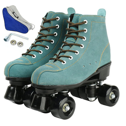 7 Colors PU Leather Training Quad Roller Skates