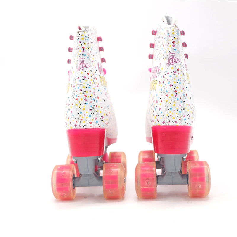 Girls Yijiu Girl Power Quad Roller Skates with Flashing PVC Wheels