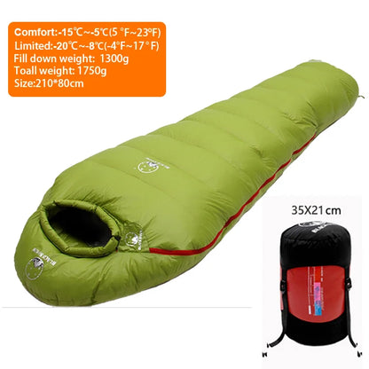 White Goose Down Filled Adult Mummy Style Sleeping Bag Fit for Winter