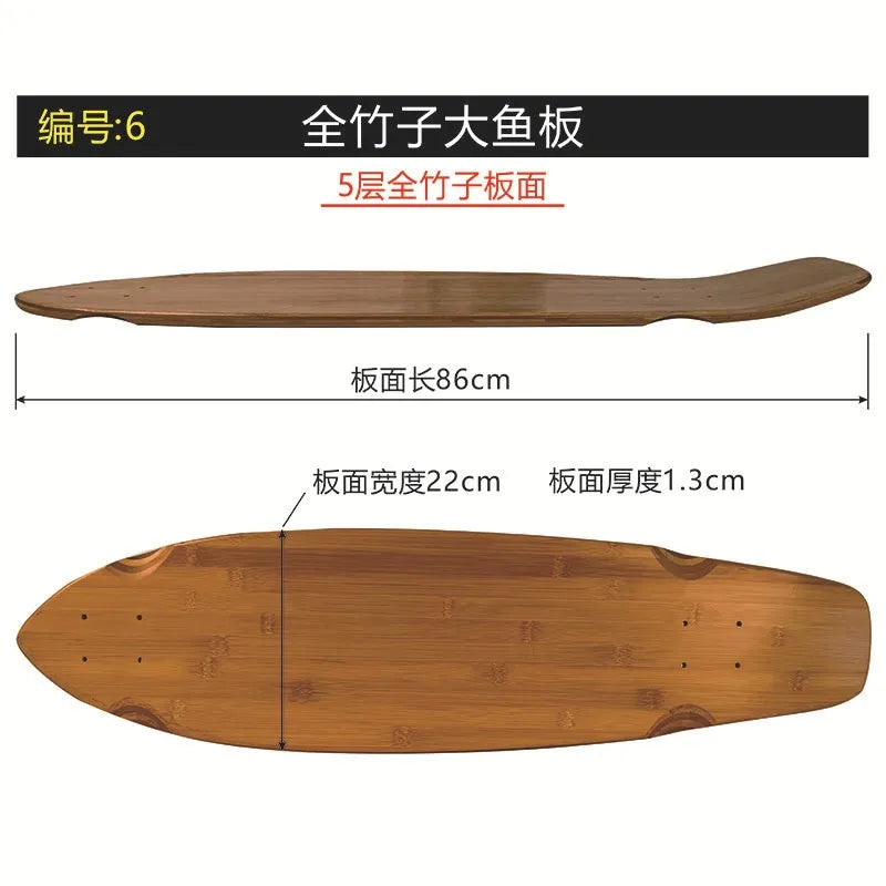 31INCH BAMABOO SURF SKATEBOARD DECK 1PCS PRO DECK DOWNHILL LDP DECK