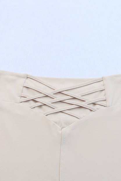 Apricot Criss Cross Tummy Control Casual High Waist Leggings