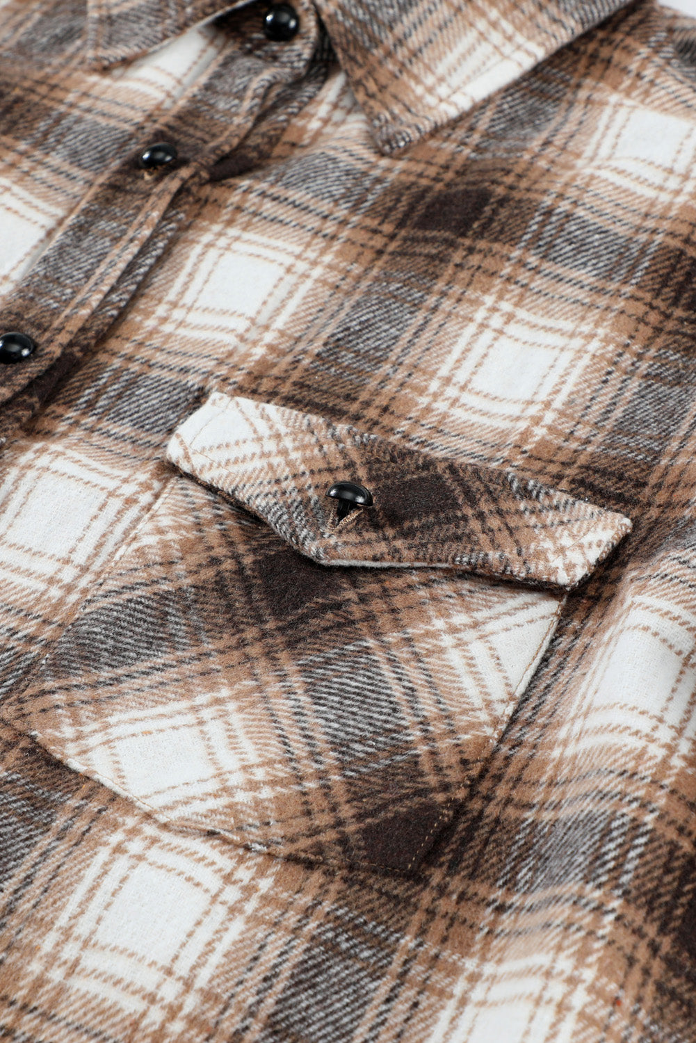 Black Button Up Collared Plaid Shacket