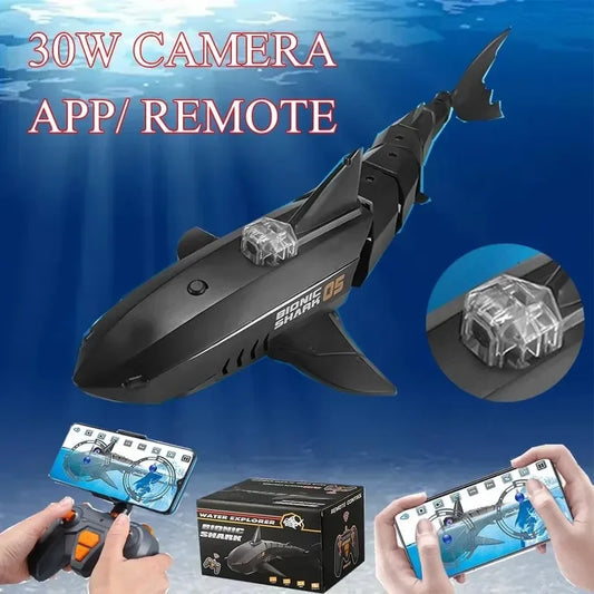 Children's RC Submarine Underwater Boat With 480p Camera  - Shark
