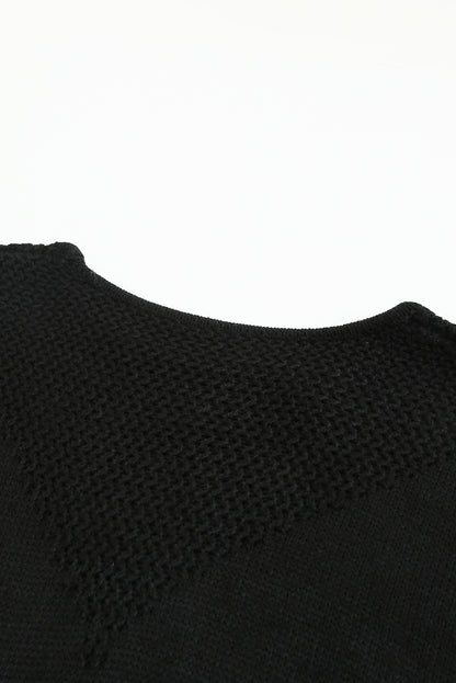 Black & White Colorblock Casual Chevron Pullover Sweater