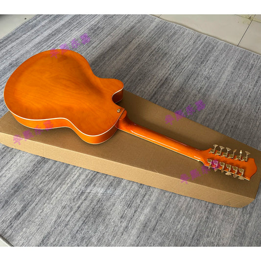 Limited Edition Professional 12 strings Semi-Hollow Electric Guitar - Orange