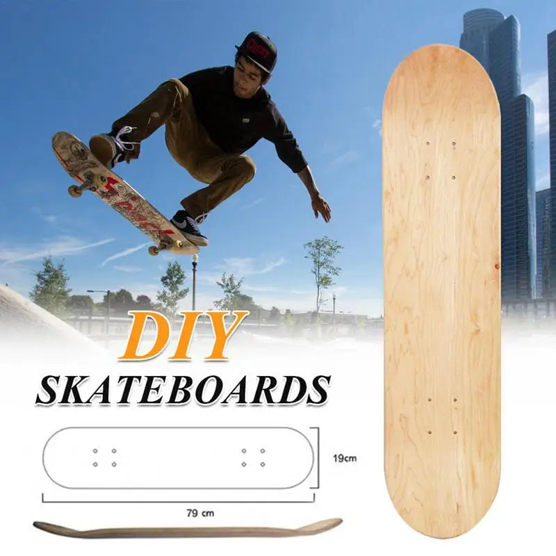 8" Blank Natural Skateboard Deck (8-Layer Maple Double Concave 79x19cm)