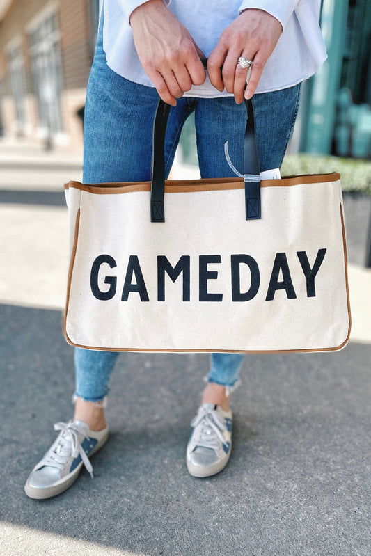White Game Day Large Canvas Tote Bag