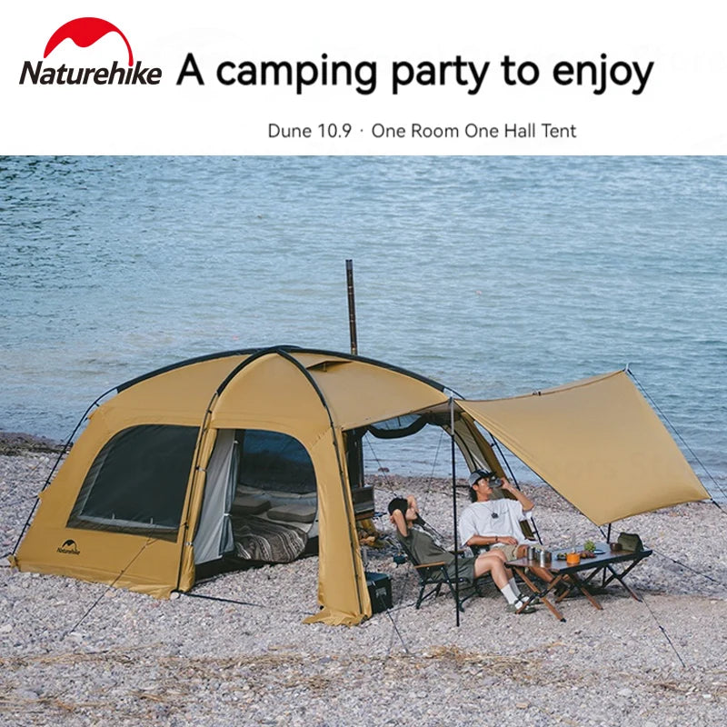 Naturehike Large 5-6 People 4 Seasons Camping Dome Tent with Extended Canopy