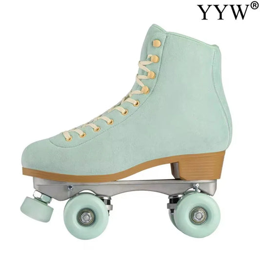 Women's Retro Solid Color Quad Roller Skates