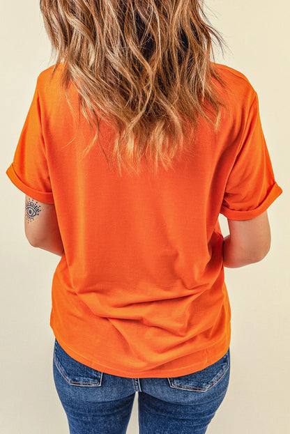 Green Plain Solid Color Crew Neck Tee