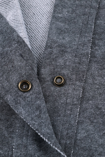 Gray Snap Button Casual Flap Pockets Washed Jacket