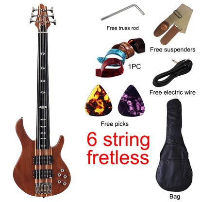Fretless 6 String Electric Bass Guitar 43 Inch